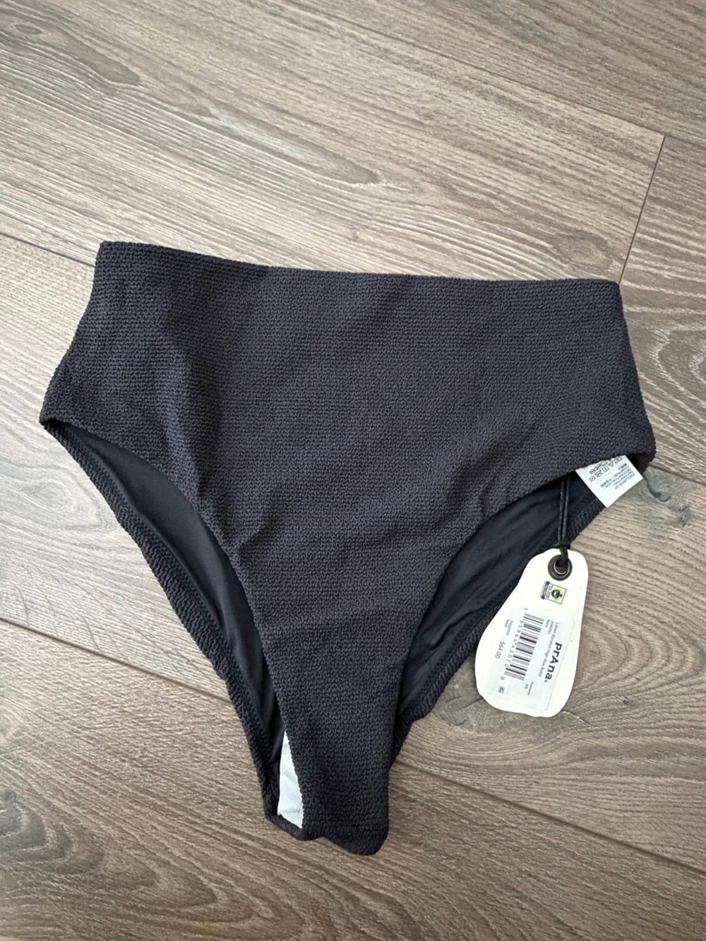 Prana Black High waisted Textured Bikini Bottom NWT XS